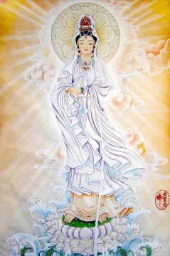 仏教徒 Painting - 雲の中の慈悲の神仏教